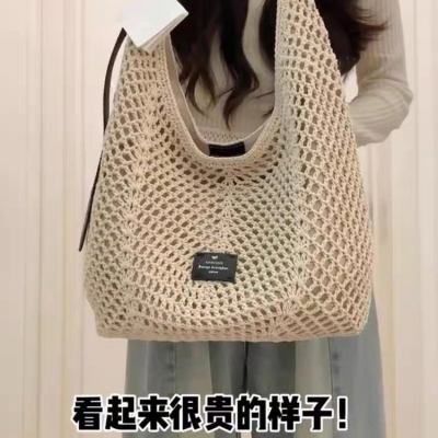 小众镂空编织托特包包女单肩斜挎