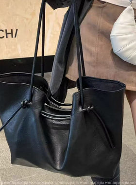 秋冬复古慵懒风绑带托特包包女2025新款韩版大容量通勤单肩手提包