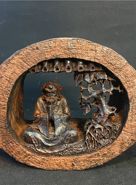 达摩禅意纯手工雕刻老挝大红酸枝