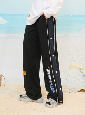 SSURPLUS联名PCMY排扣长裤ins超火潮牌休闲裤宽松运动卫裤情侣款