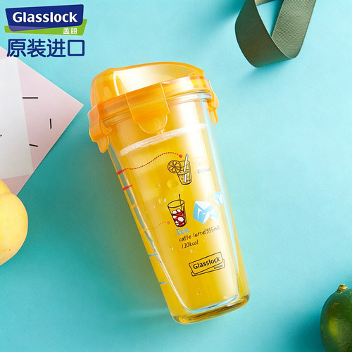 Glasslock进口卡通玻璃水杯