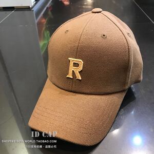 ins潮韩版帅气硬顶棒球帽韩国进口帽子代购刺绣字母R防晒鸭舌帽