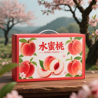 水蜜桃礼盒包装盒5-10斤装桃子油桃蟠桃黄桃礼品盒纸箱加印手提箱
