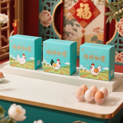 鸡蛋包装盒礼盒空盒2/4/6/8/10枚绿壳土鸡蛋礼品盒箱子可定制