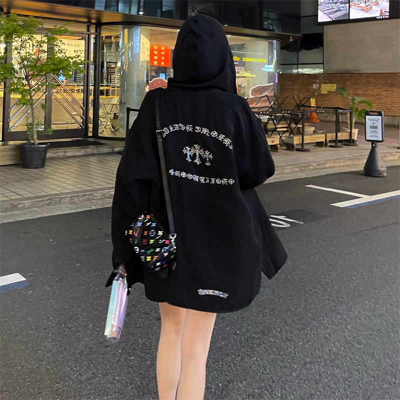 美式十字架重工烫钻防晒连帽外套女夏休闲百搭衬衣冰凉铜氨丝上衣