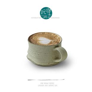 侘寂咖啡杯茶 210ML粗陶拿铁杯马克杯日式 玩物志 志野烧手印杯