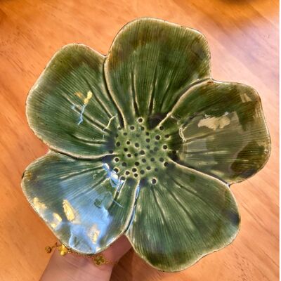 《食野》大花朵 粗陶碟子