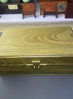 正宗绿檀木老料大号双层收纳箱子 独板隼卯结构 原木本色30cm