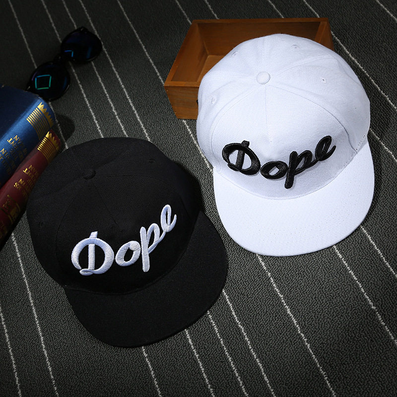 韩版DOPE字母刺绣户外街舞嘻哈帽春夏男女情侣平沿棒球帽防晒帽子