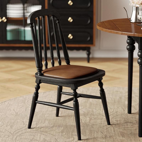 美式中古实木餐椅家用靠背高级椅