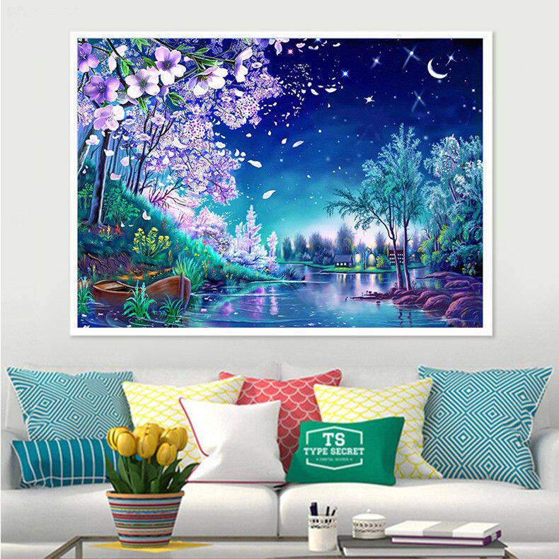 樱花星空十字绣2023新款浪漫星空客厅卧室卡通风景小画手工绣线绣