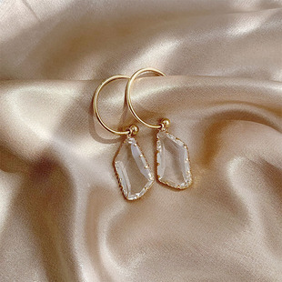 轻奢水晶耳坠大气高级感耳钉2024年新款小众设计银针耳夹无耳洞女