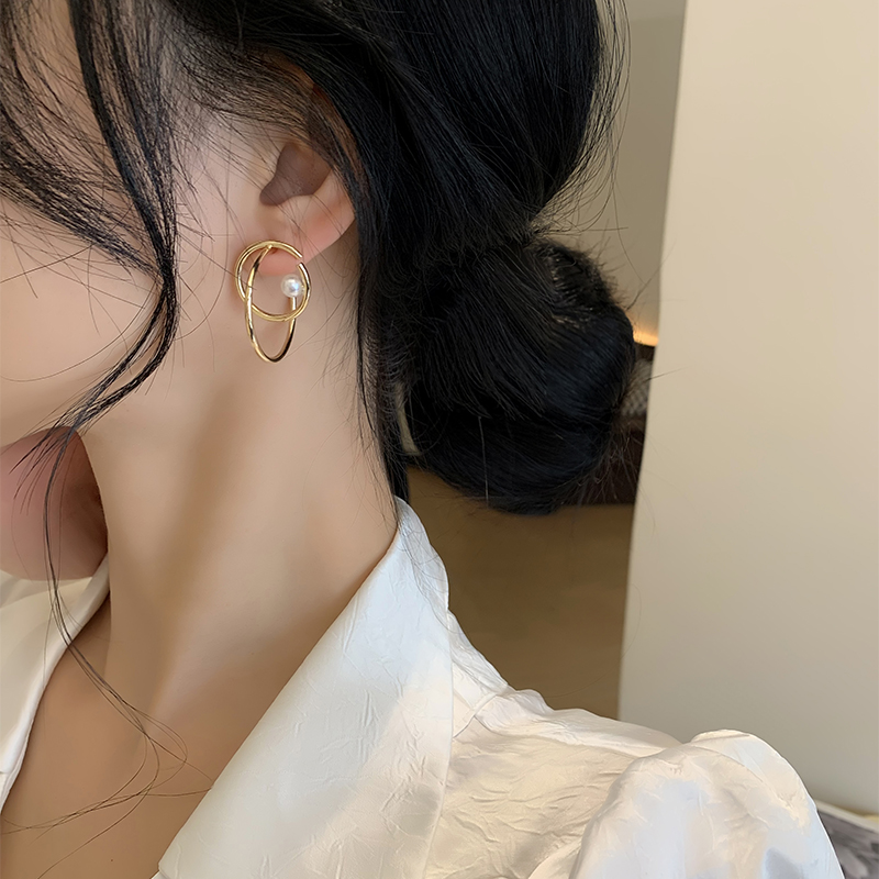 2024新款几何异形耳饰珍珠气质