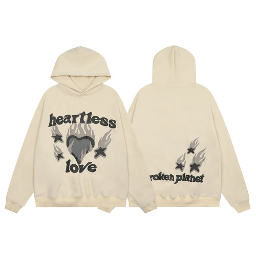 BROKEN PLANET爱心发泡字母印花美潮嘻哈高街纯棉连帽衫加绒卫衣