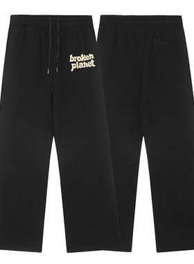 美式BROKEN PLANET发泡字母印花ins款加绒直筒长裤嘻哈高街休闲裤
