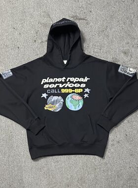 美式BROKEN PLANET地球字母印花潮牌嘻哈高街纯棉连帽衫毛圈卫衣