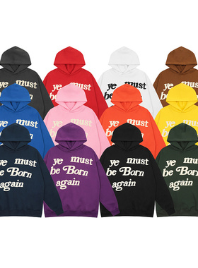 Jerry侃爷同款CPFM重生卫衣男女情侣字母发泡印花宽松加绒连帽衫