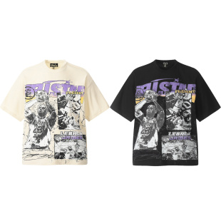 欧美潮牌23号詹姆斯球星印花ins同款 T恤 vintage纯棉宽松情侣短袖