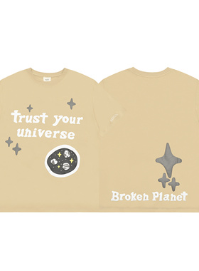 BROKEN PLANET美式潮牌发泡字母ins嘻哈高街休闲纯棉圆领短袖T恤