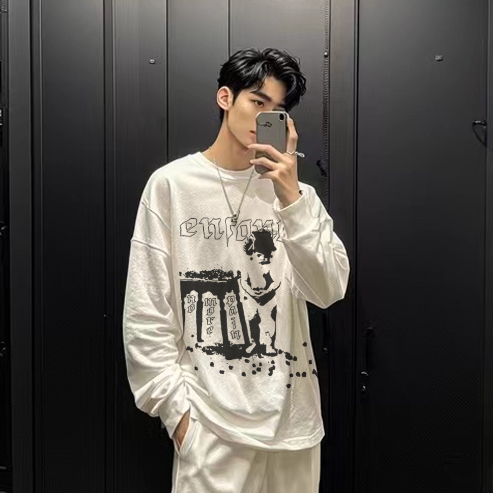 ERD忧郁的富二代INS美式潮牌T恤衫印花高街嘻哈休闲宽松圆领长袖,男装,T恤,淘宝优惠券,粉丝福利购,淘宝优惠卷