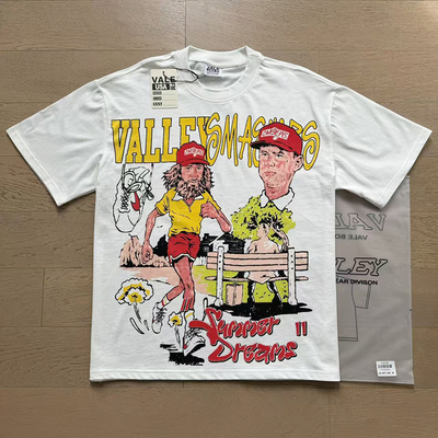 Vale Valley美式潮牌复古卡通印花INS高街宽松双纱纯棉短袖T恤衫