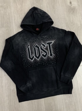 Lost intricacy蛇王印花烫钻做旧美式潮牌嘻哈高街男纯棉毛圈卫衣