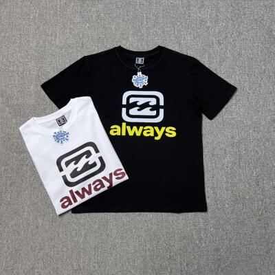 美式潮牌ADWYSD字母印花太阳卷纯棉短袖INS款高街休闲宽松上衣T恤