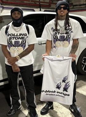 BROKEN PLANET趣味火焰发泡字母印花美潮嘻哈高街纯棉圆领短袖T恤