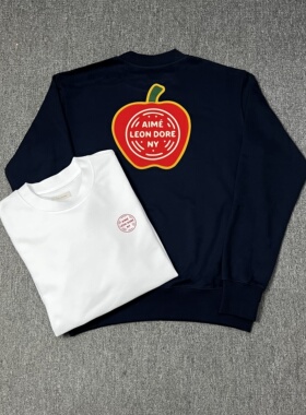 潮牌INS同款AIME LEON DORE美式字母印花ALD高街宽松纯棉圆领卫衣