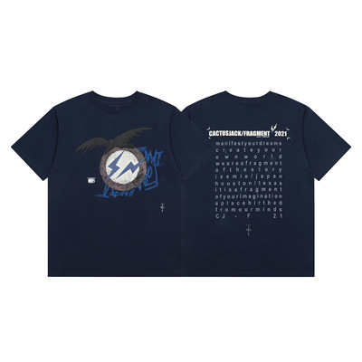 Travis Scott美式复古字母印花短袖潮牌高街嘻哈休闲圆领纯棉T恤