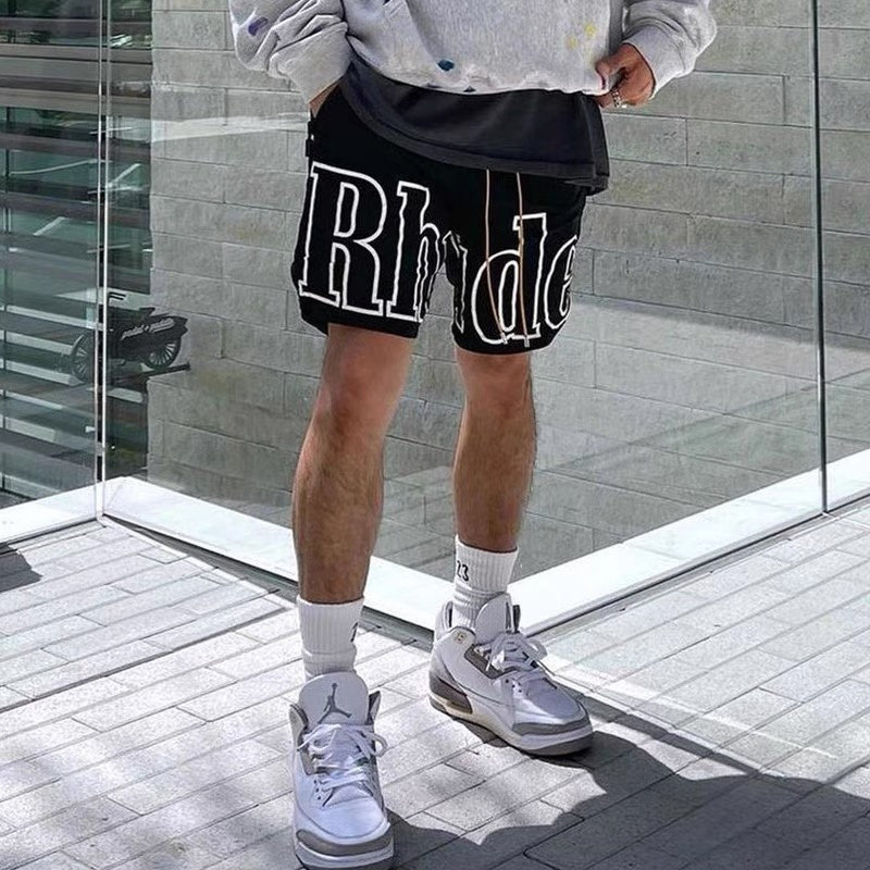 RHUDE万宝路美潮高街夏季3M字母反光印花运动篮球沙滩速干短裤FOG
