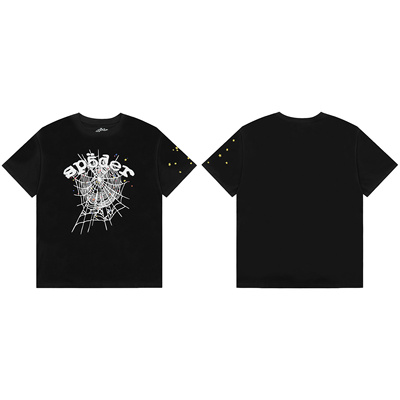 Sp5der蜘蛛网发泡字母印花YoungThug美式潮牌嘻哈高街纯棉短袖T恤