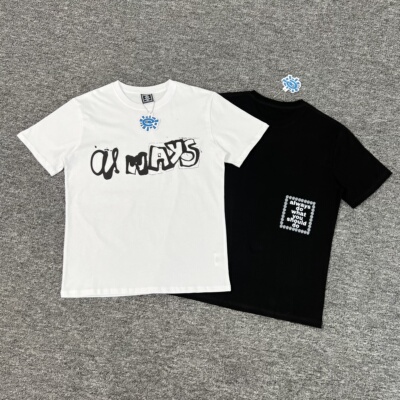 美式ADWYSD涂鸦字母印花潮牌ins款高街休闲情侣宽松T恤衫纯棉短袖