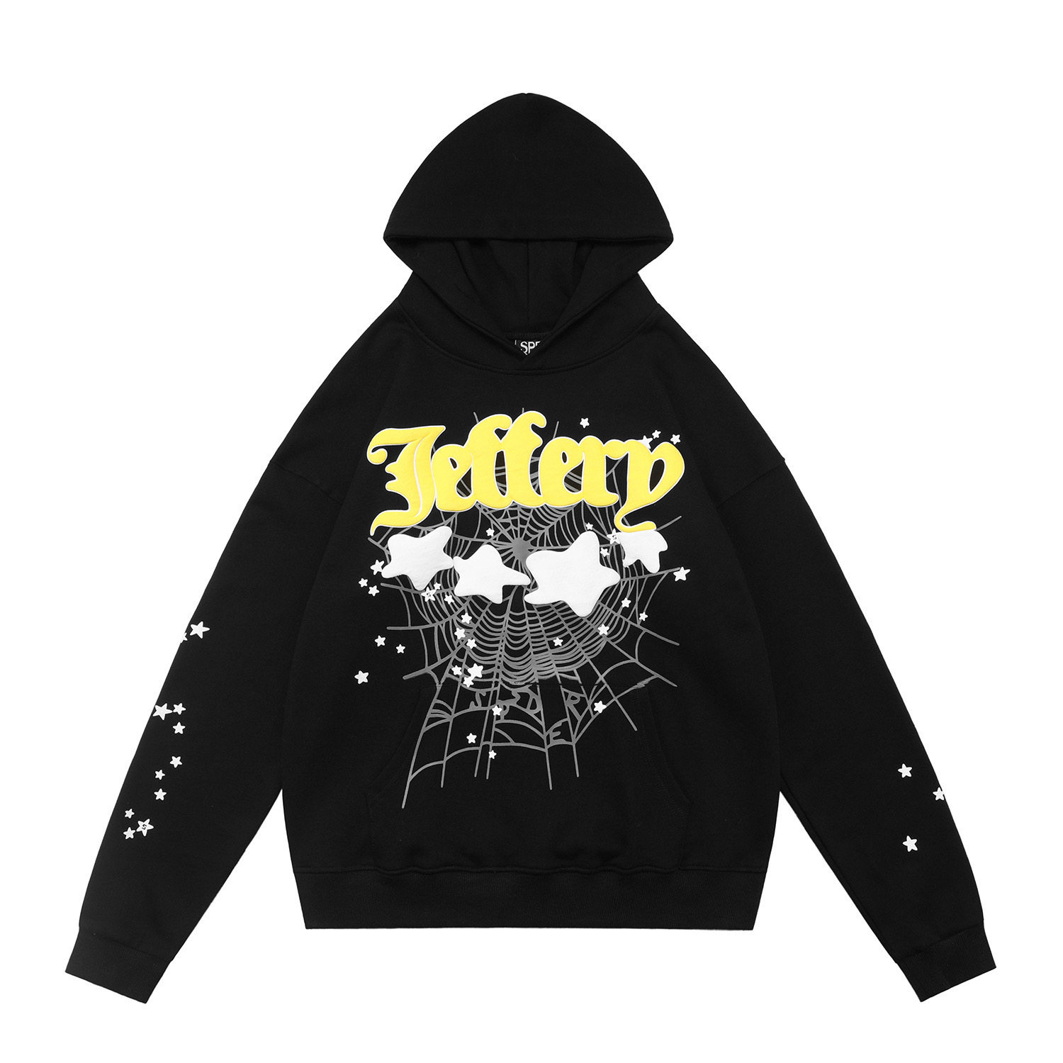 美式潮牌Sp5der发泡印花蜘蛛网秋冬555555男女休闲纯棉连帽衫卫衣
