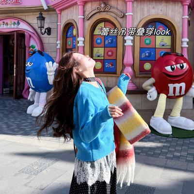 少女感辣妹蕾丝上衣秋冬新款内搭叠穿打底高级感ins白色吊带背心