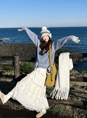 少女感白色小个子蛋糕裙蕾丝百搭显瘦2024秋冬新款ins韩版半身裙