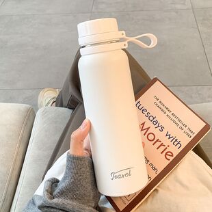 简约大容量保温杯男女士高颜值便携带茶隔不锈钢水杯学生运动杯子