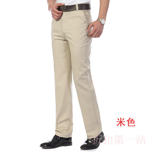 新品男式休闲装中高腰薄裤夏裤爸爸全棉裤商务装男士长裤直筒裤子