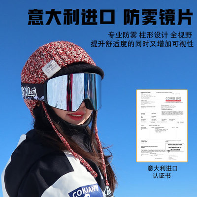 鲸鱼防雾防紫外线高清滑雪镜护目偏光柱面镜片可拆双层磁吸滑雪镜