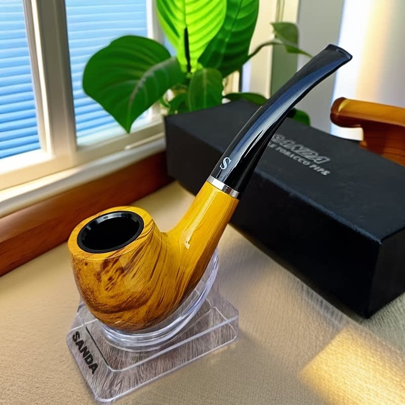 烟斗弯式过滤复古老式烟斗男士烟袋烟具烟斗金属过滤芯可清洗烟嘴