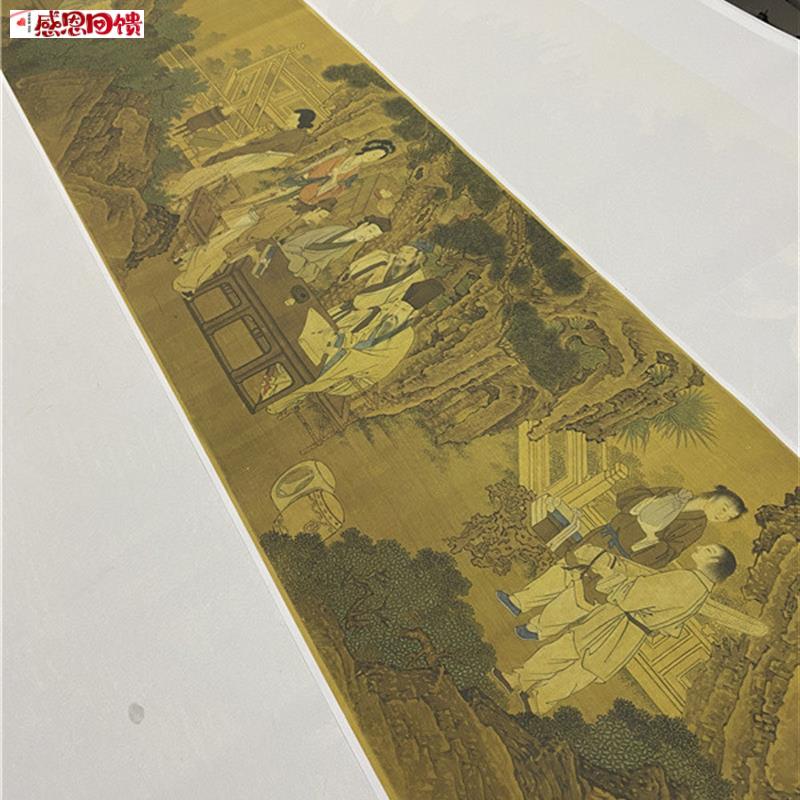 明 唐寅西园雅E集图 有拼接痕迹高清微喷复制人物画临摹学习装饰
