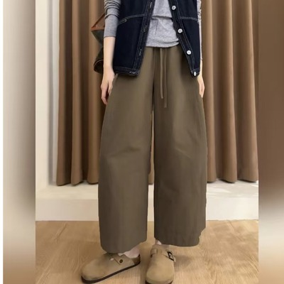 胖MM2025秋季新品大码女装小个子宽松气质九分阔腿裤女气球休闲裤