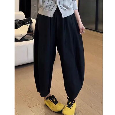 胖MM大码梨形身材宽松休闲哈伦裤女装2025秋季新款显瘦百搭奶奶裤