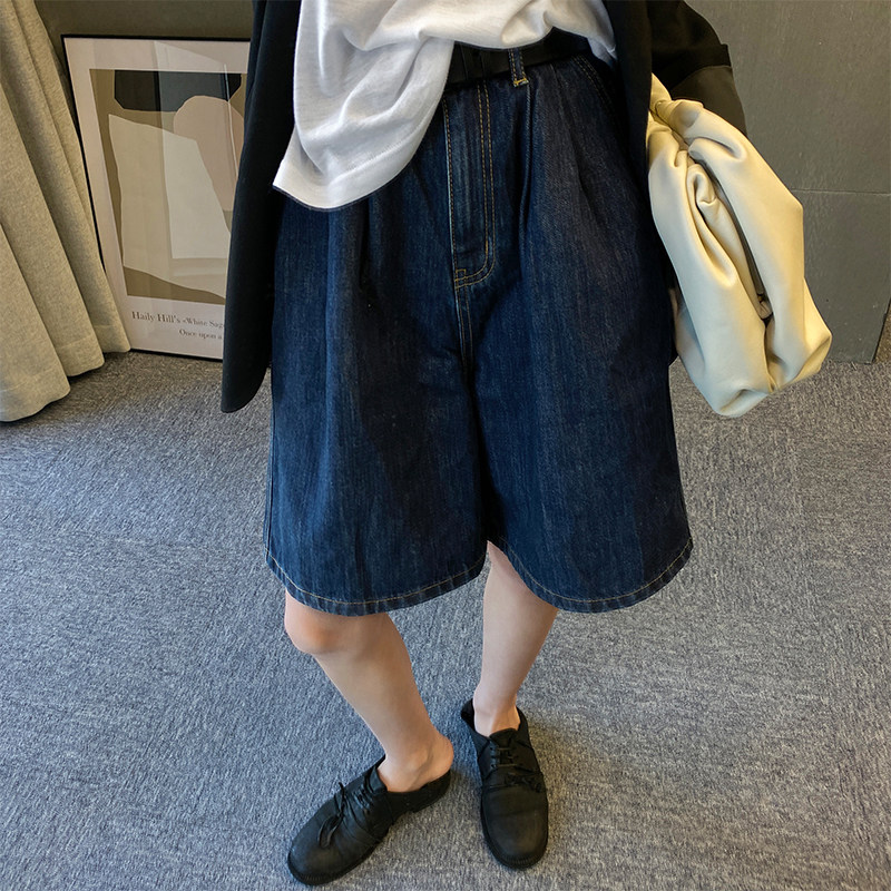 加肥高腰显瘦胖MM阔腿牛仔短裤