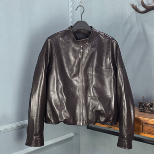 真皮皮衣女立领油蜡绵羊皮显瘦百搭夹克 新款 海宁2026春季 时尚