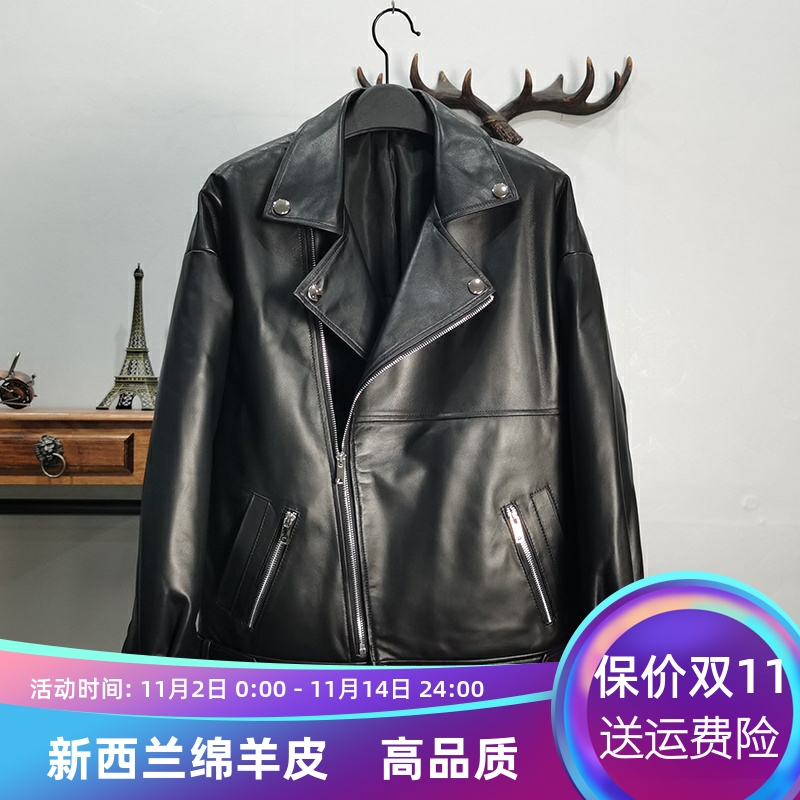 欧洲站2025秋季新款真皮皮衣女进口新西兰绵羊皮中长款加棉皮外套