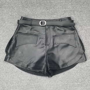 热裤 真皮短裤 新款 2026春季 女绵羊皮高腰真皮休闲裤 A字裤