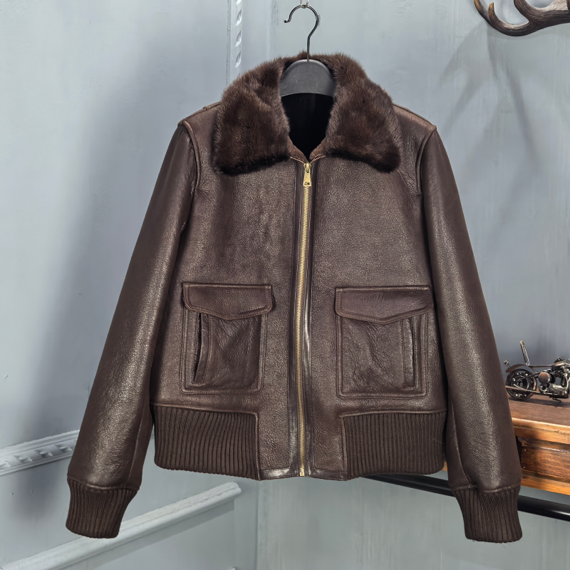 海宁2025冬季新款真皮复古羊羔毛皮毛一体皮草外套女小个子