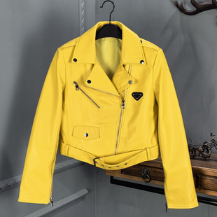 时尚炸街真皮皮衣女绵羊皮西装领短款机车夹克外套潮陈太太同款