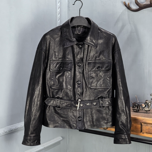 时尚 真皮皮衣女小然同款 设计感植鞣皮收腰休闲外套 新款 2026春季